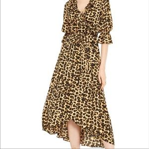 Miss Los Angeles leopard midi wrap dress like new!